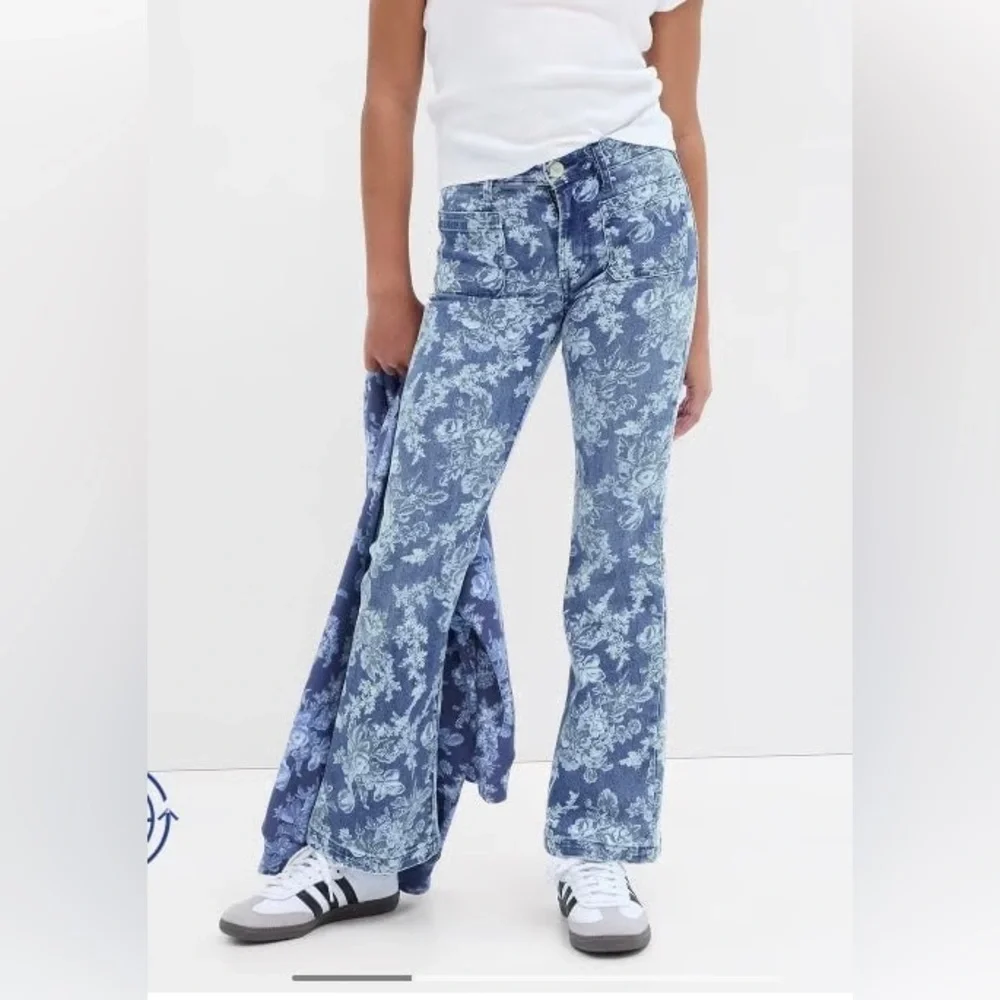 GAP x LoveShackFancy Girls Floral High Rise Flare Jeans Size 10